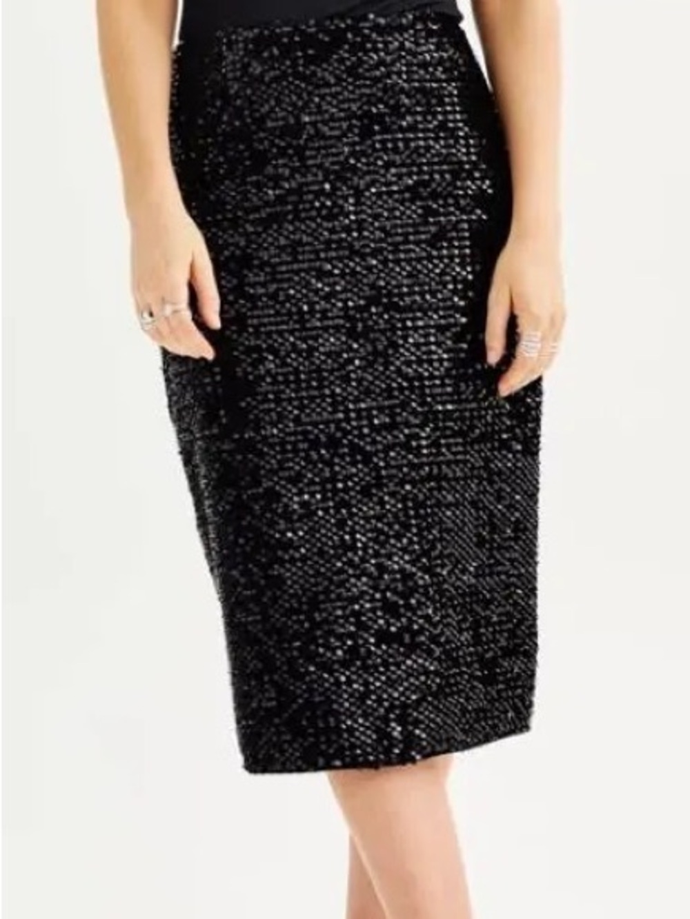 Nine West Black Sequin Pencil Skirt